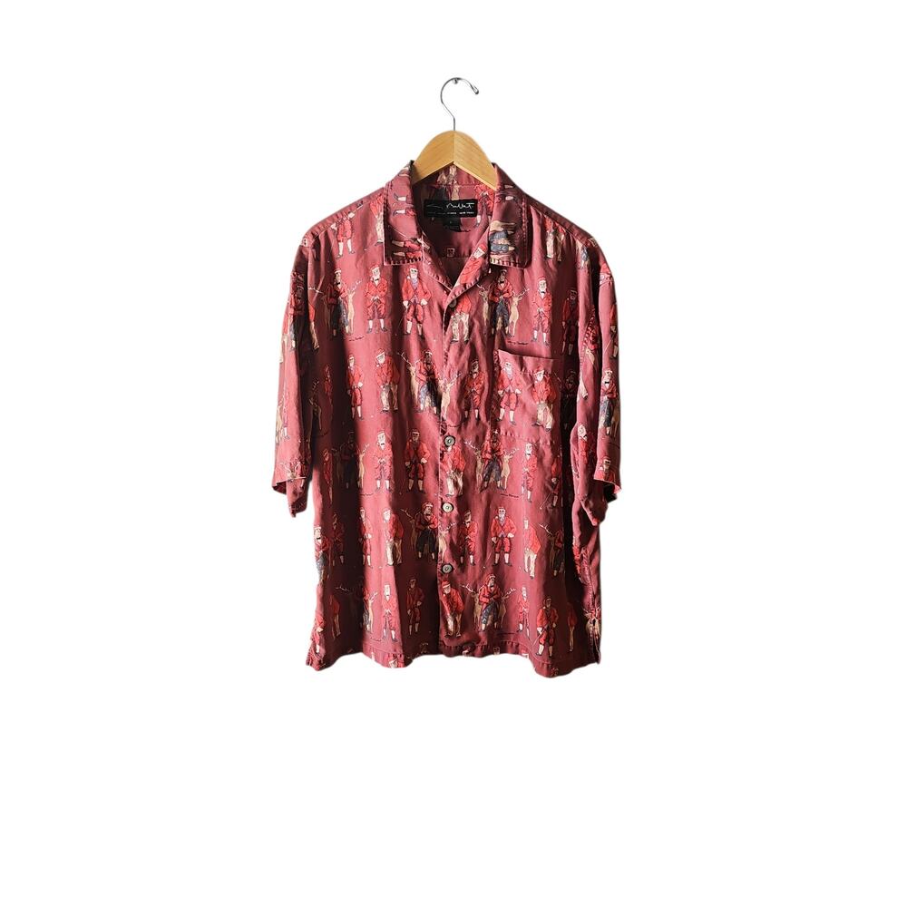 Guy Buffet vintage Santa silk golf shirt sz large short sleeve button MT40